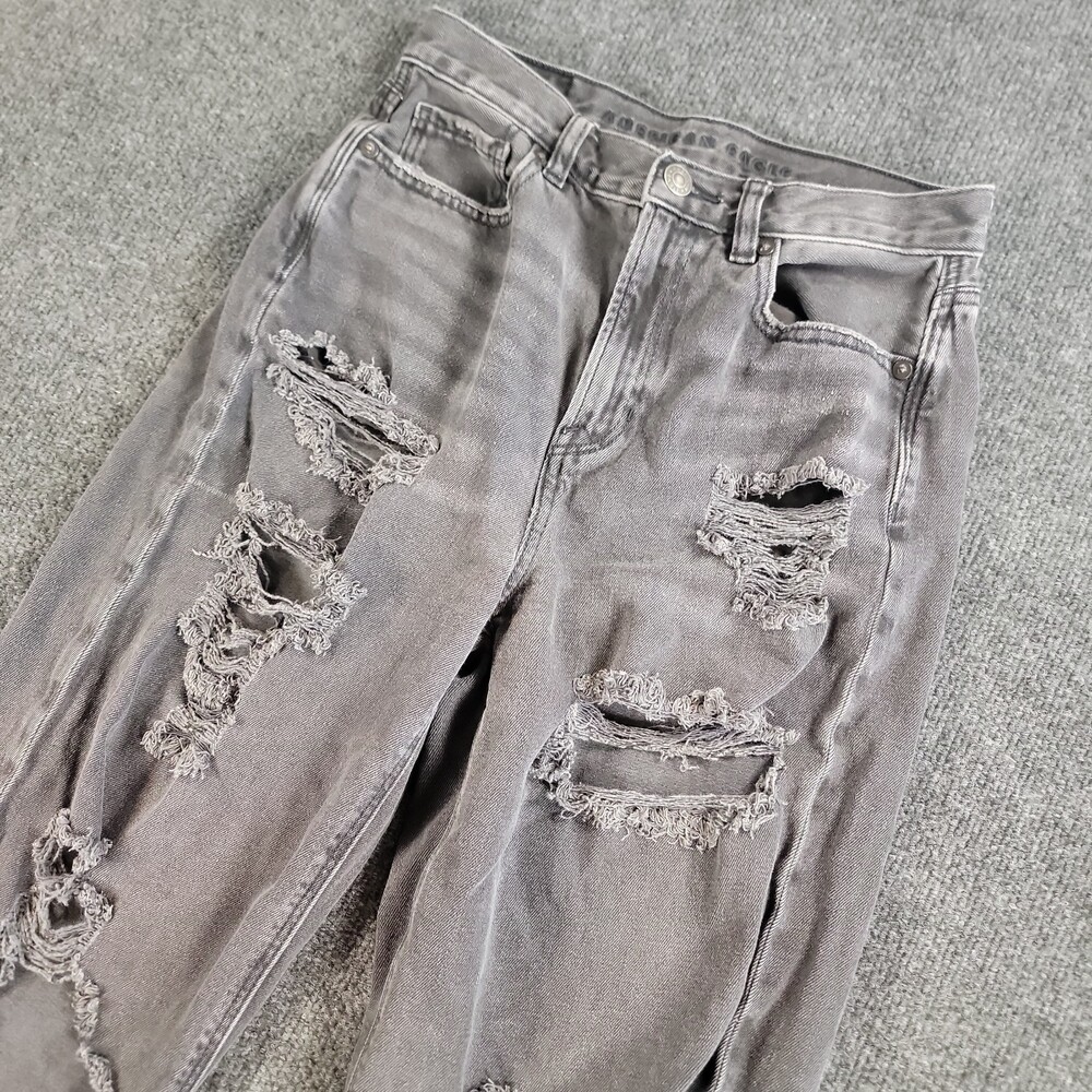 Women’s American Eagle High Rise Skinny Distressed Black Charcoal Wash Jeans 2